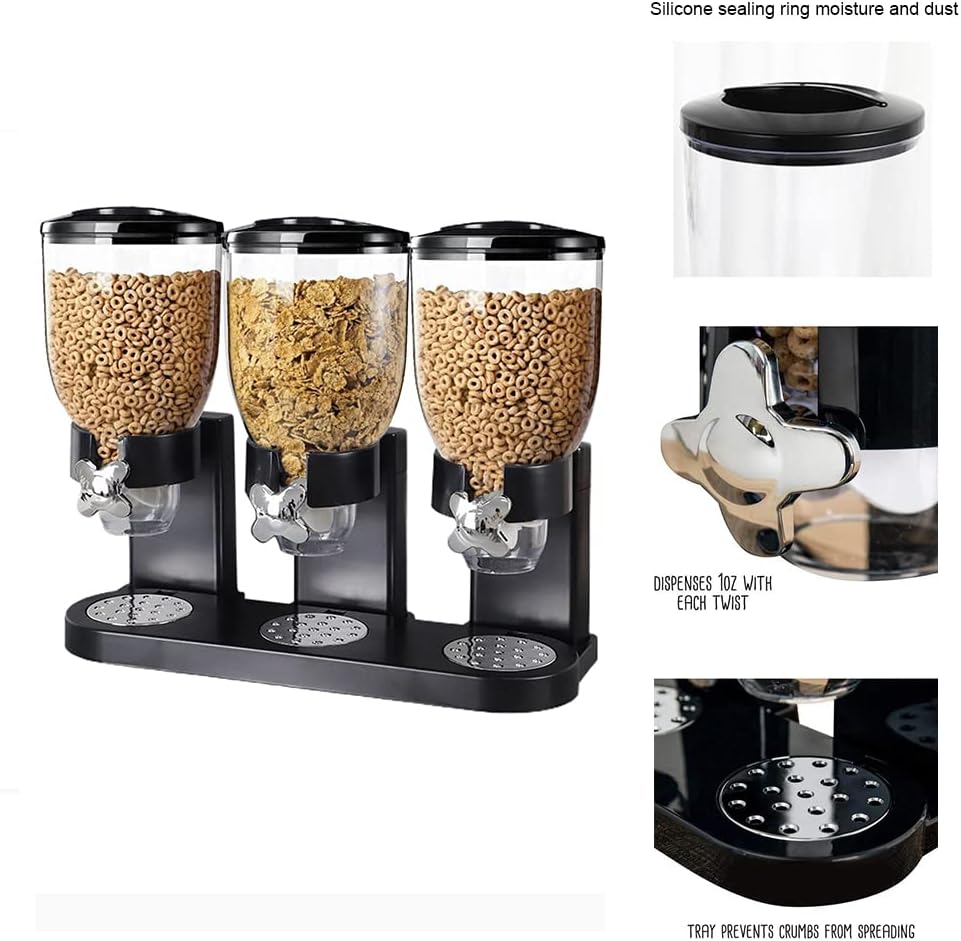 Dispensador de Cereales Triple: Practicidad y Ahorro de Espacio